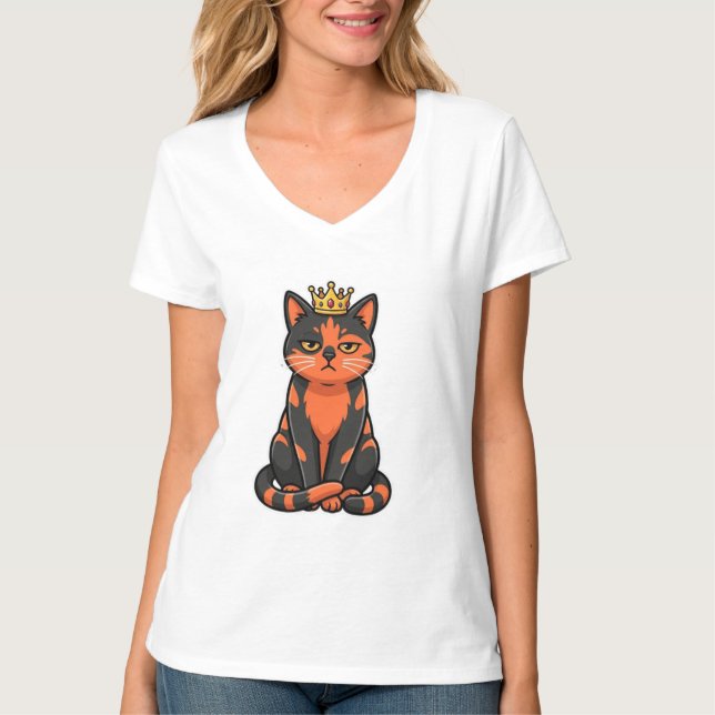 Drottningkatt-tröja - Roligt present till kattmamm T Shirt (Framsida)