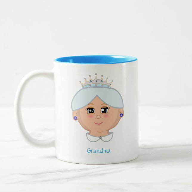 Drottningmormor med ljusblå krona Två-Tonad mugg (Vänster)