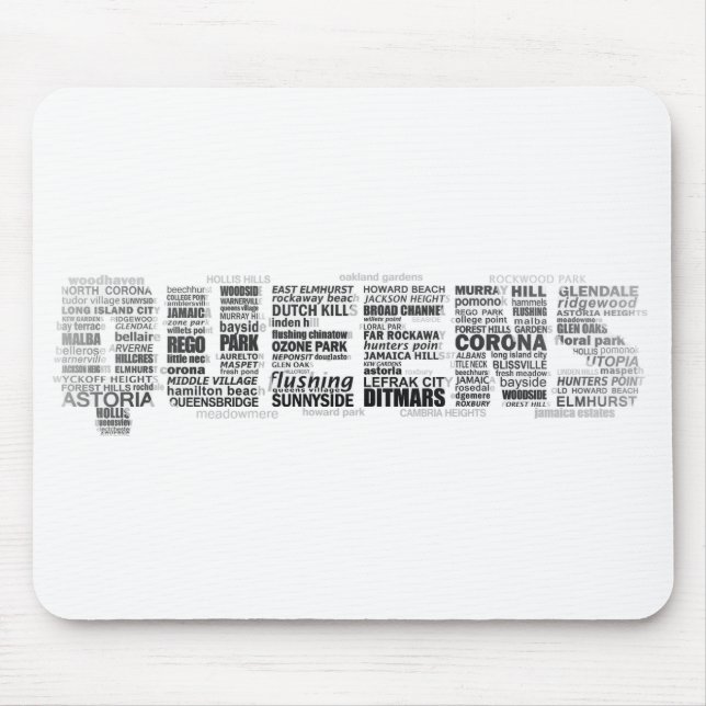DrottningNew York typografi Mousepad Musmatta (Framsidan)