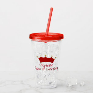 Drottningtematisk röd krona take away mugg