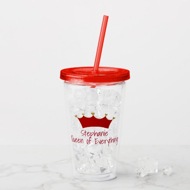Drottningtematisk röd krona take away mugg (Baksida Ice)