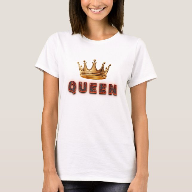 Drottningtextdesign med eldig textur t shirt (Framsida)