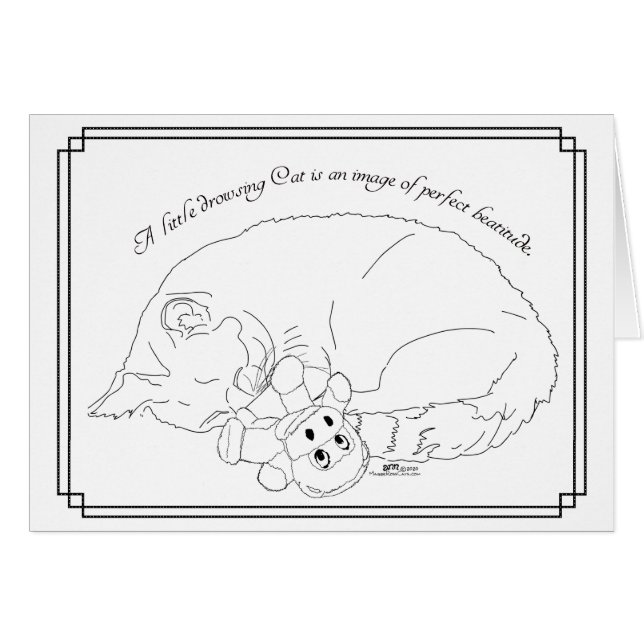 Drowsing Kattunge Hälsningskort (Framsidan Horizontal)
