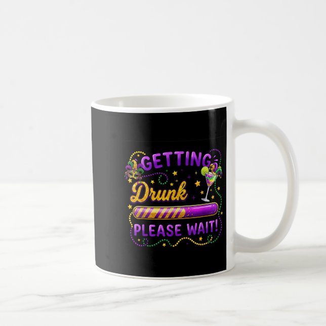Druckar Vänligen vänta Mardi Gras Karneval Dryck Kaffemugg (Höger)
