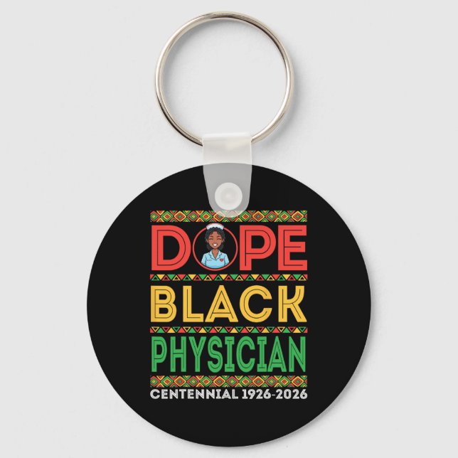 Drug Black Physician Centennial 1926 2026 Black Hi Nyckelring (Framsida)