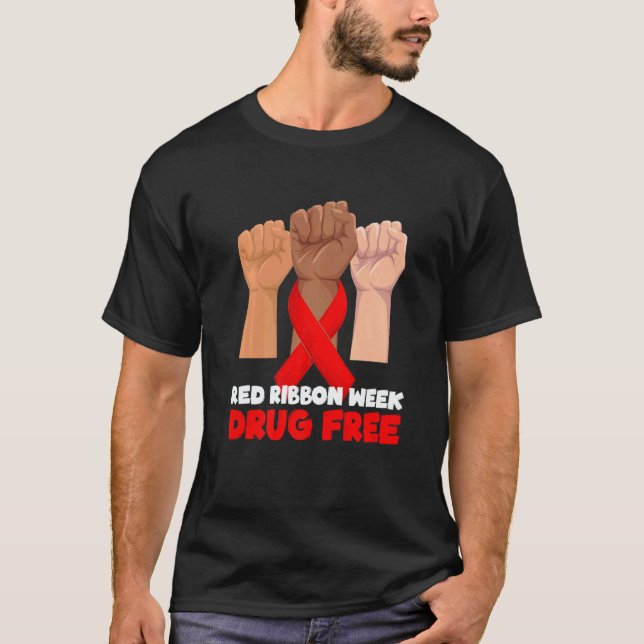Drug Free October Red Ribbon Week 2022   T Shirt (Framsida)