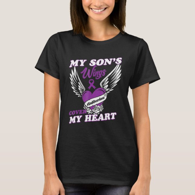 Drug Overdose Awareness Purple Ribbon T Shirt (Framsida)