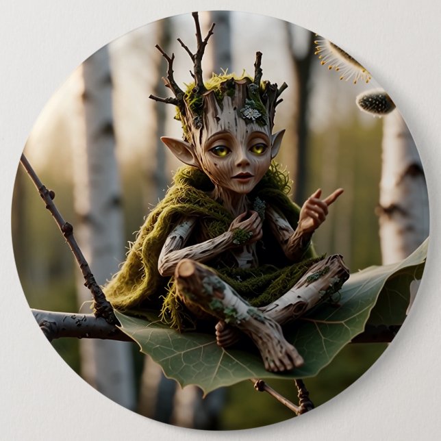 Druid Bard Fae på en Björk Knapp (Framsida)