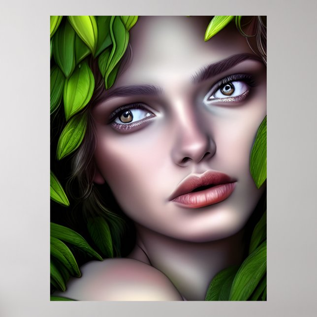 Druid Nature Goddess Woman fantasy art Poster (Framsidan)