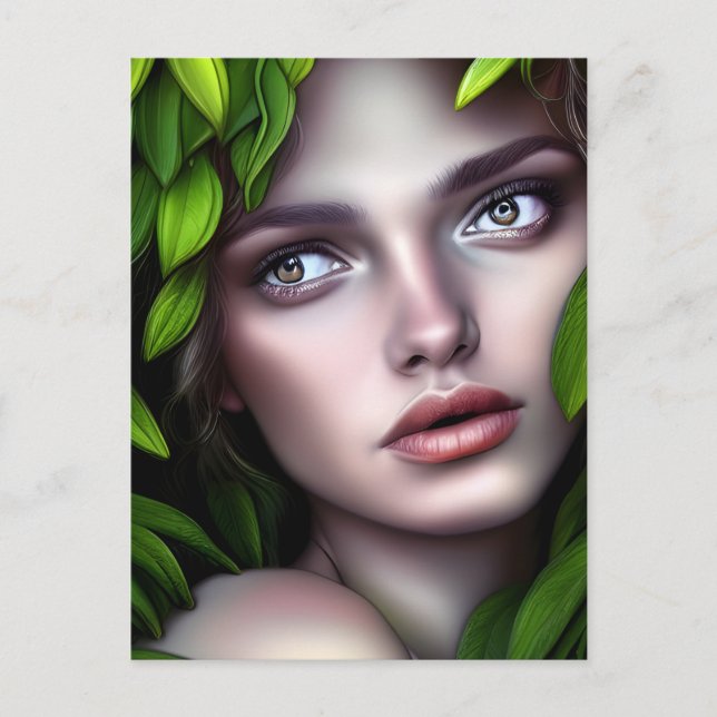 Druid Nature Goddess Woman fantasy art Vykort (Framsida)