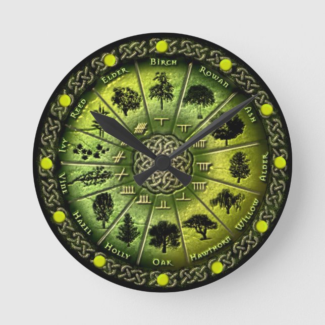 Druid Träd Kalender & Ogham klocka eller klocka (Framsida)