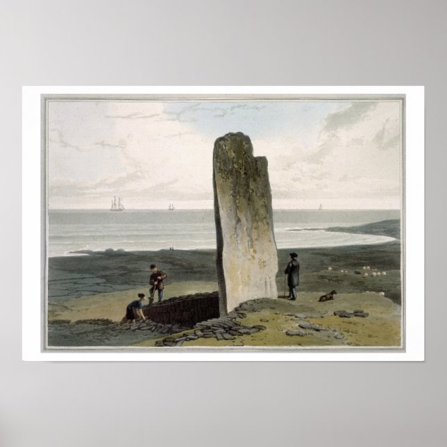 Druidial Stone vid Stganska nära Barvas, Isle of L Poster (Framsidan)