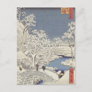 Drum Bridge vid Meguro, av Ando Hiroshige Vykort