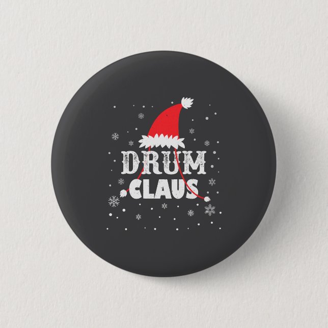 Drum Claus Santa Christmas Drummer Long Sleeve  Knapp (Framsida)