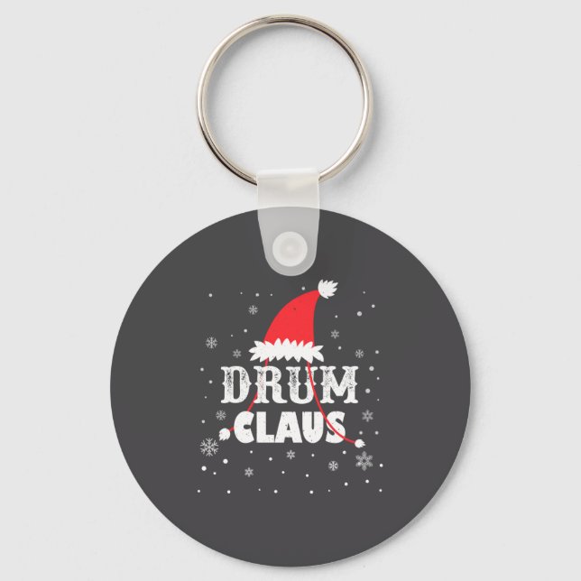 Drum Claus Santa Christmas Drummer Long Sleeve  Nyckelring (Framsida)
