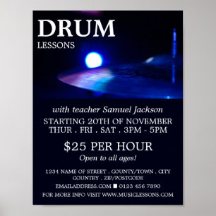 Drum Cymbal, Drum Lessons Advertising Poster