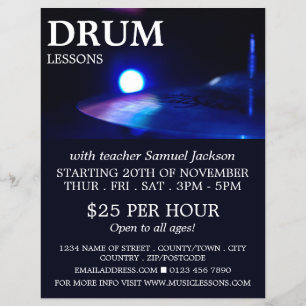 Drum Cymbal, Drum Lessons Reklamflygare Reklamblad