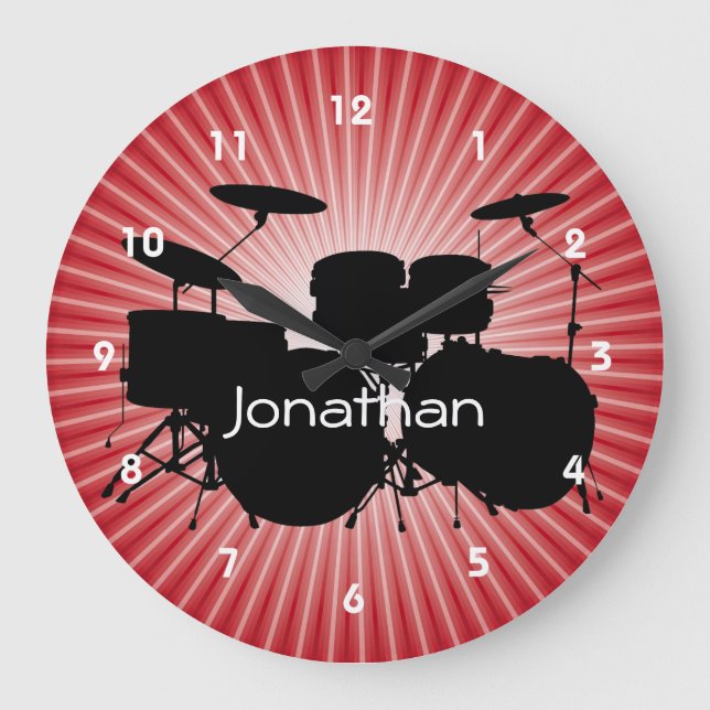 Drum Design Wall Clock Stor Klocka (Framsida)