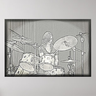 Drum eller Drummer Girl Poster