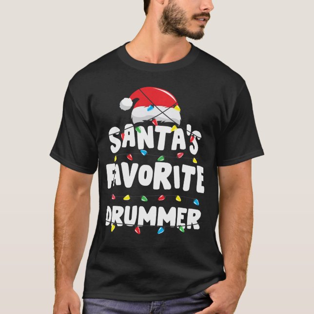 Drum jultomtens Favorite Drummer Gift Julafton T Shirt (Framsida)