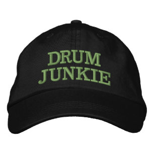 DRUM JUNKIE Drummer Cap Drumming Rock musik Band Broderad Keps