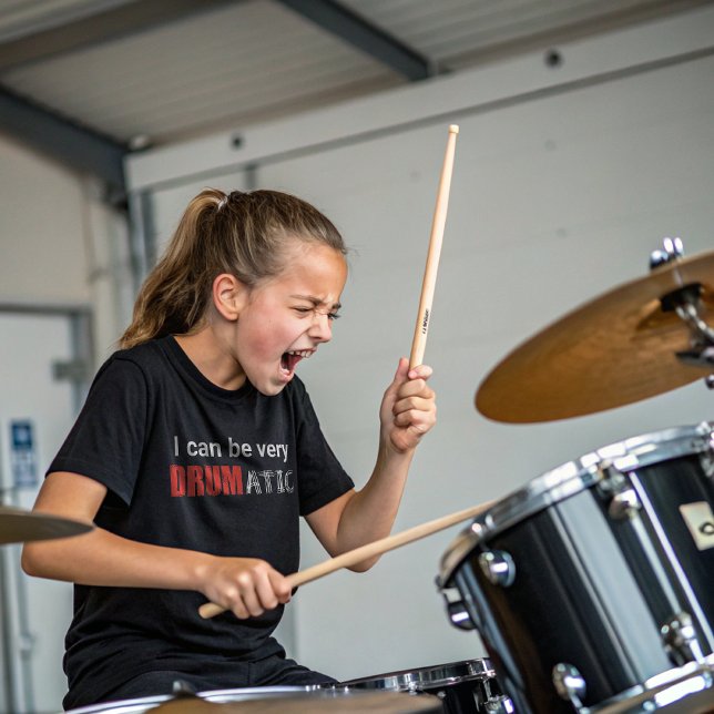 Drum Kids Funny Quote med Red White Typography T Shirt (Skapare uppladdad)
