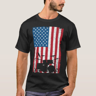 Drum kit American Flagga 4:e juli T Shirt