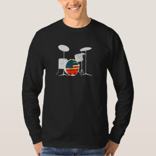 Drum Kit American Flagga Rock and roll Bass Drum M T Shirt