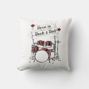 Drum Kit Born till Sten & Roll Drummer Kid Drummin Kudde