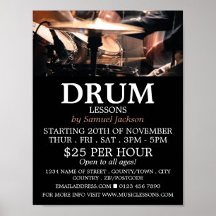 Drum Kit, Drum Lessons Advertising Poster