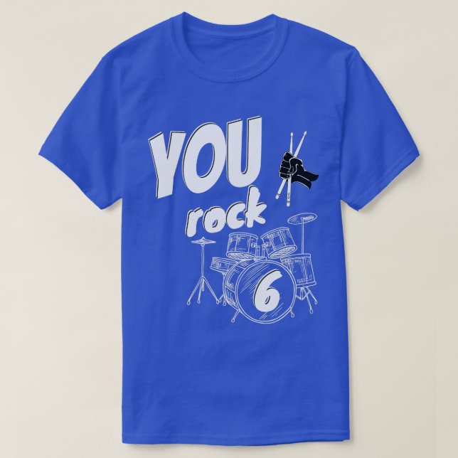 Drum Kit Drummer 6 år 6e Birthday Boys Girls T Shirt (Design framsida)