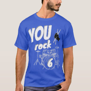 Drum Kit Drummer 6 år 6e Birthday Boys Girls T Shirt