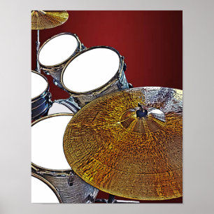 Drum Kit Drummer Print Rock N Roll Music Poster
