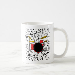 Drum Kit Musik noter Drummer Percussion Musician Kaffemugg