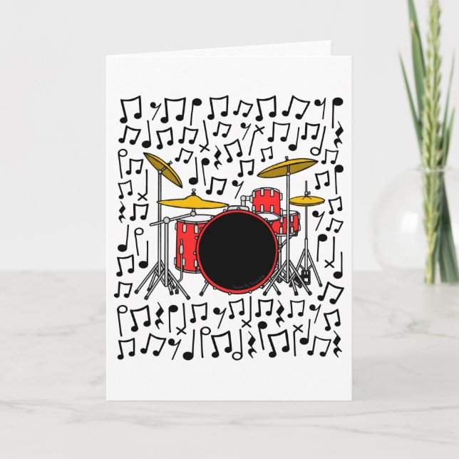 Drum Kit Musik noter Percussion Teacher Musician Helgkort (Framsida)
