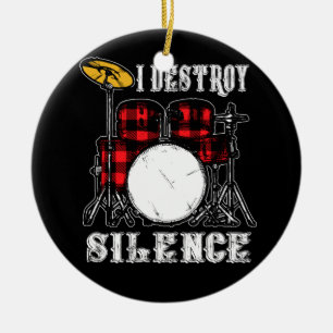 Drum Kit Percussionist Drummer I Destroy Silence Julgransprydnad Keramik