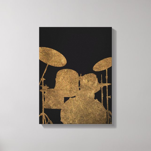 Drum Kit Silhouette Canvas Drummer Music Art (Framsida)