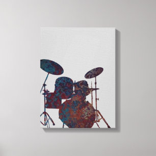 Drum Kit Silhouette Canvas Drummer Music Art