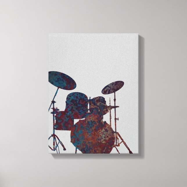 Drum Kit Silhouette Canvas Drummer Music Art (Framsida)
