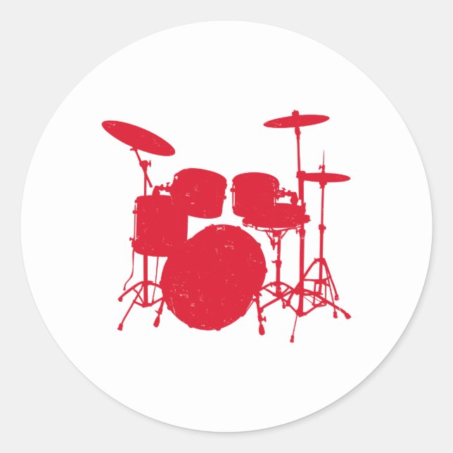 Drum Kit Silhouette Runt Klistermärke (Framsida)