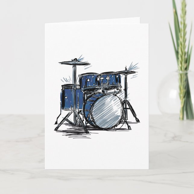 Drum Kit Sketch Music Kort (Framsida)