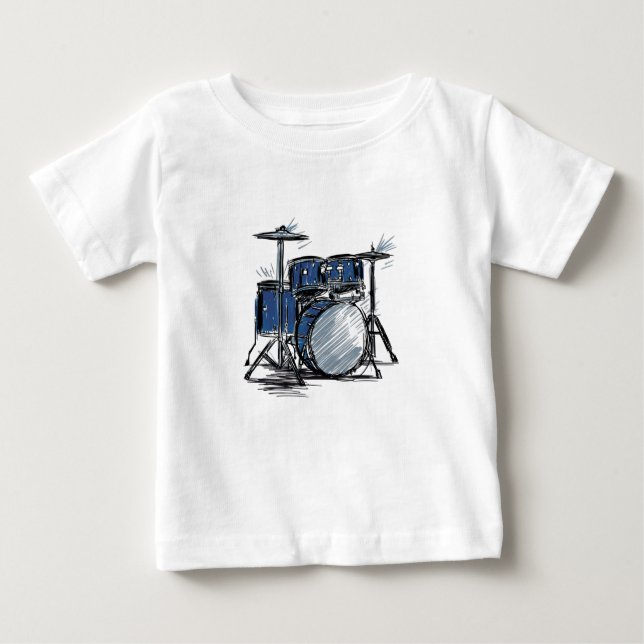 Drum Kit Sketch Music T Shirt (Framsida)