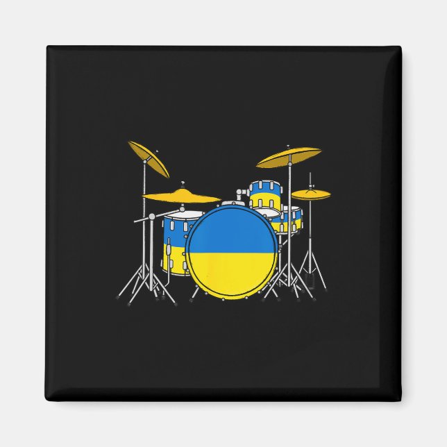 Drum Kit Ukrainian Flag Ukraine Drummer Musician  Magnet (Framsidan)