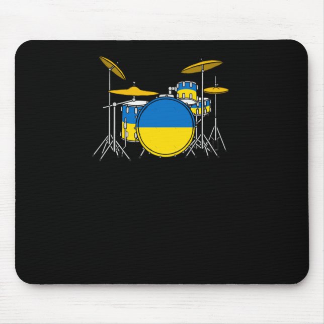 Drum Kit Ukrainska Flagga Drummer Musician Sticker Musmatta (Framsidan)