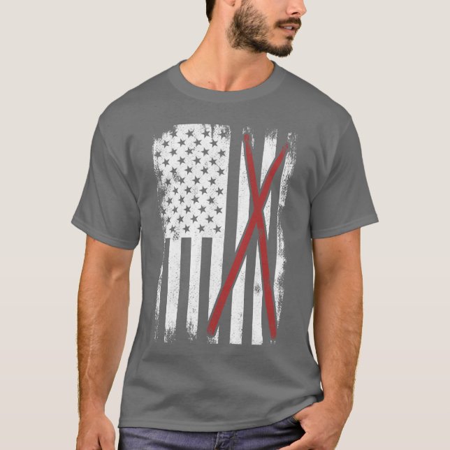 Drum Kit USA Flag friend T Shirt (Framsida)
