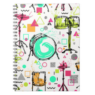 Drum Kit: Watercolor Memphis Retro. Anteckningsbok
