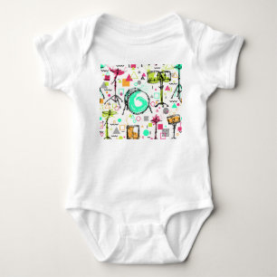 Drum Kit: Watercolor Memphis Retro. T Shirt