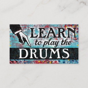 Drum Lessons-Affärskort - Blue Red Visitkort