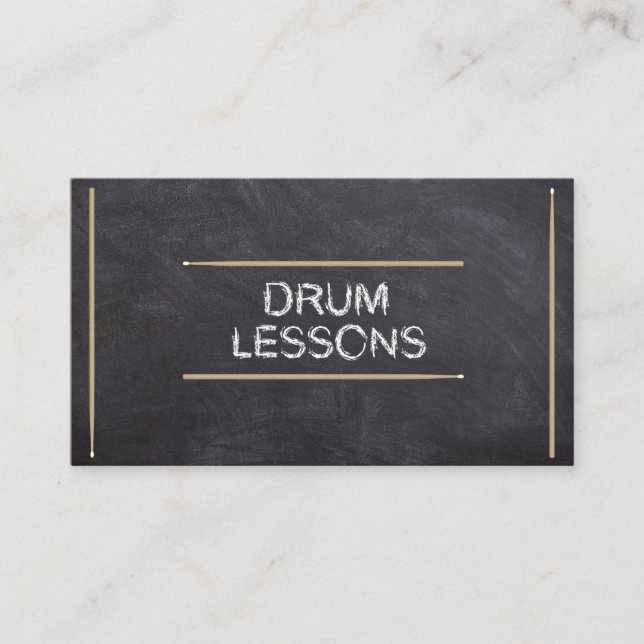 Drum Lessons Music Teacher Instruktor Chalk Sticks Visitkort (Framsida)