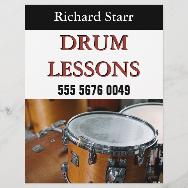 DRUM Lessons Teacher Business Advertising Flyer (Framsidan)